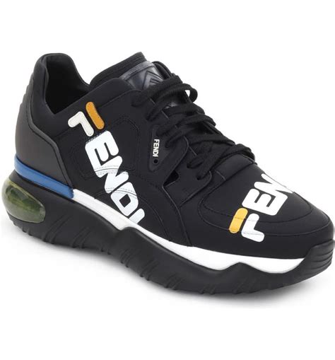 fendi fila sneakers|Fendi black leather sneakers.